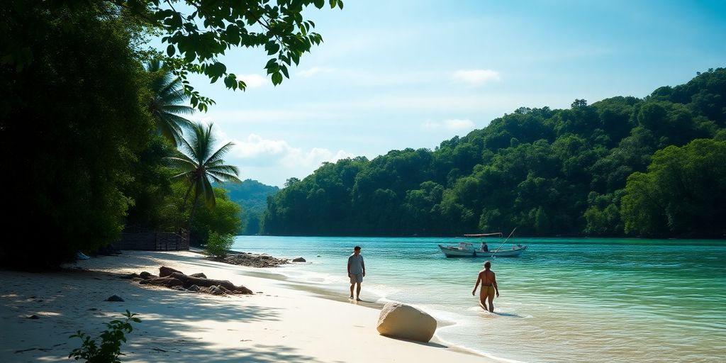 Person walking on beach in Thailand, symbolizing recovery journey.