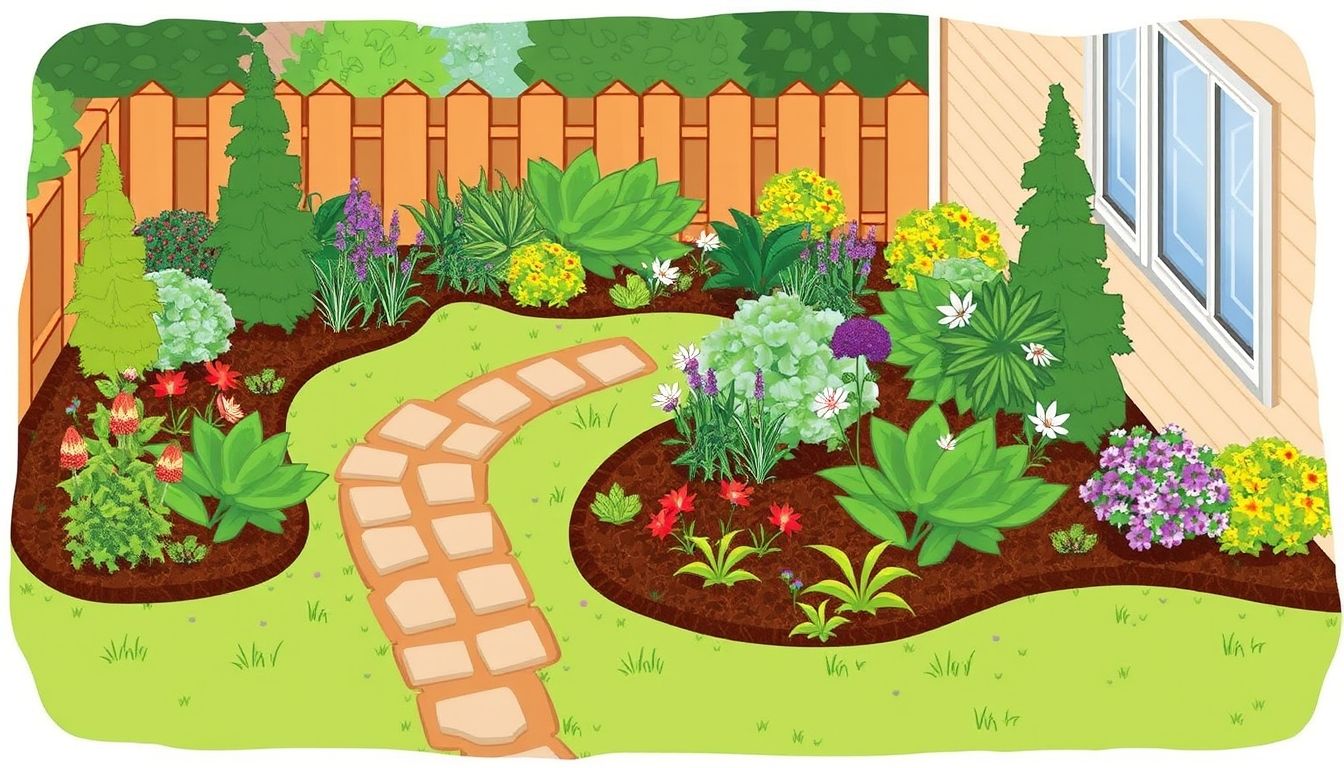 Beautifully landscaped garden with plants and pathway