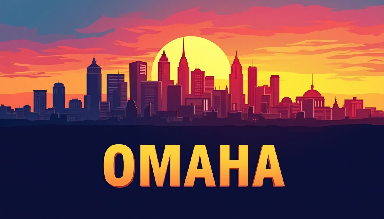 Omaha skyline with the word 'Omaha' below it.