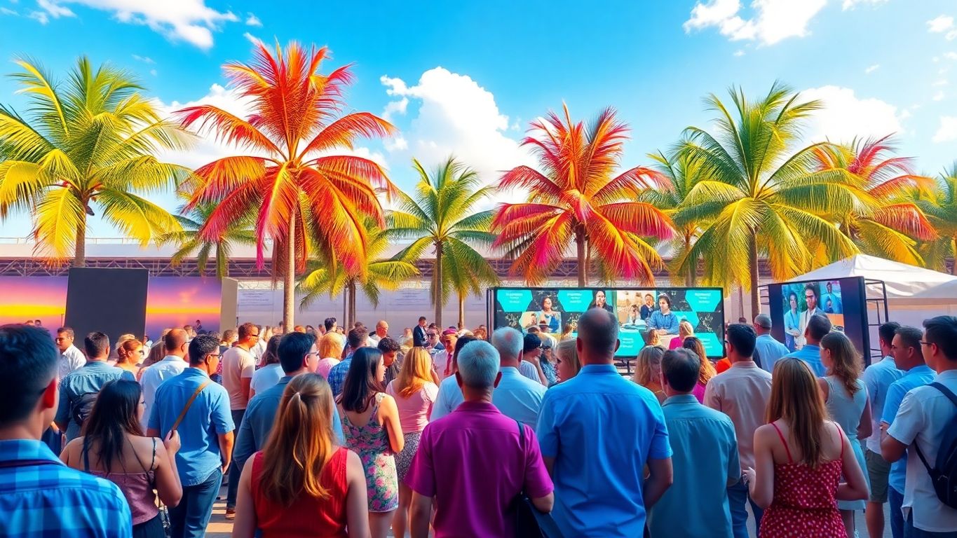 Virtual event audience enjoying a tropical beach.