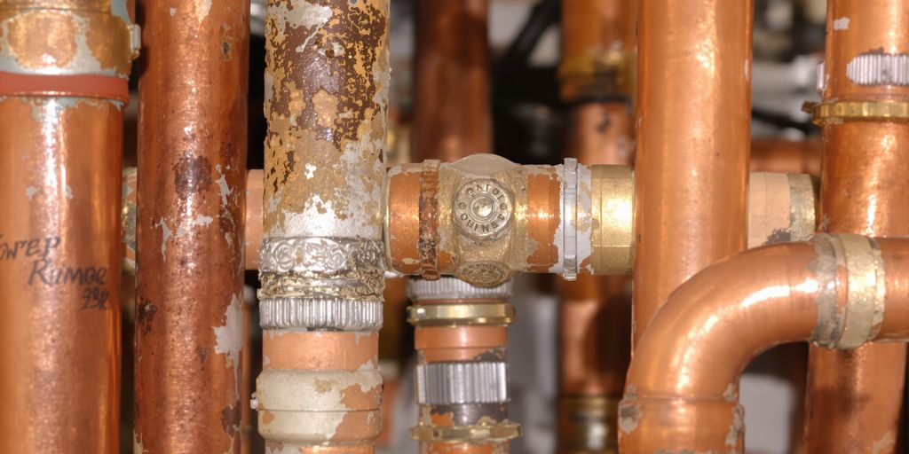 Copper pipes being replaced and repaired.