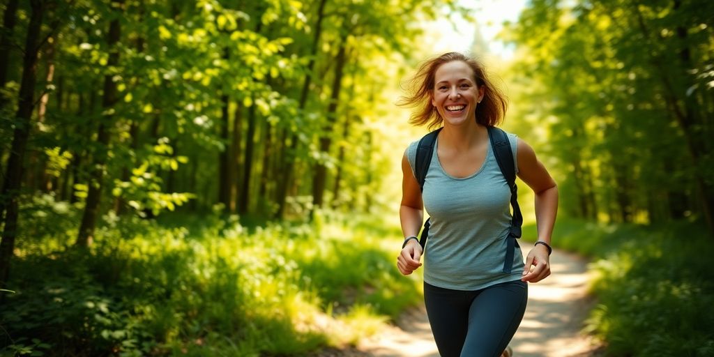Person hiking with vibrant energy
