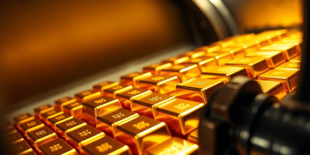 Lingots d'or stockés dans un coffre-fort de banque.
