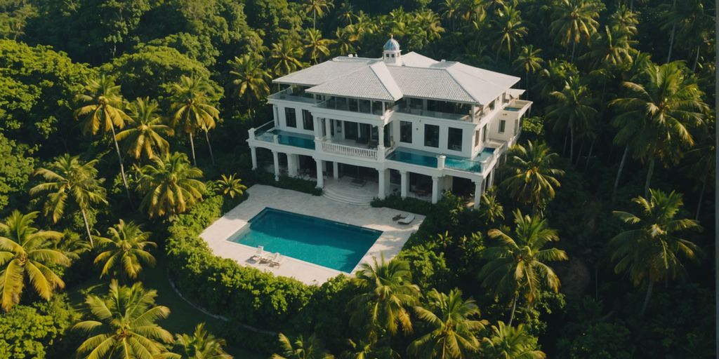 Luxurious house in Phuket with tropical surroundings.