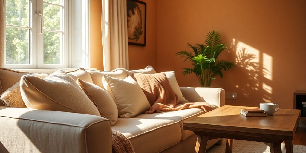 Cozy living room with warm colors.