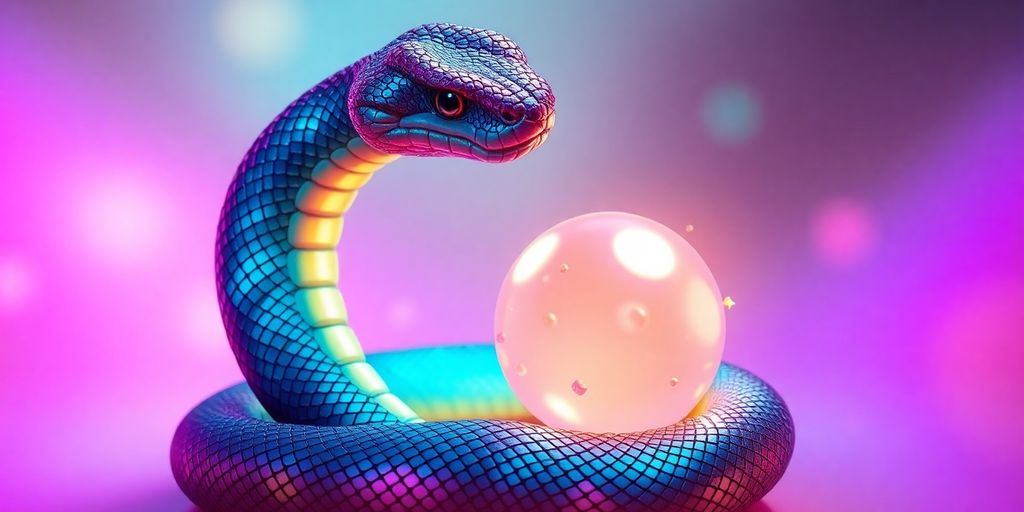 Bunte Schlange mit Spiel-Elementen, abstrakt