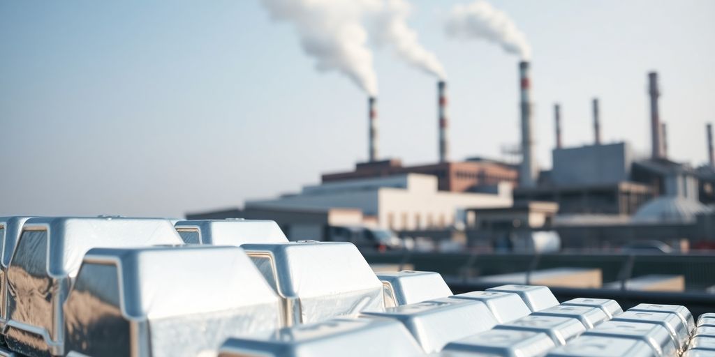 Lingots d'argent et usine chinoise