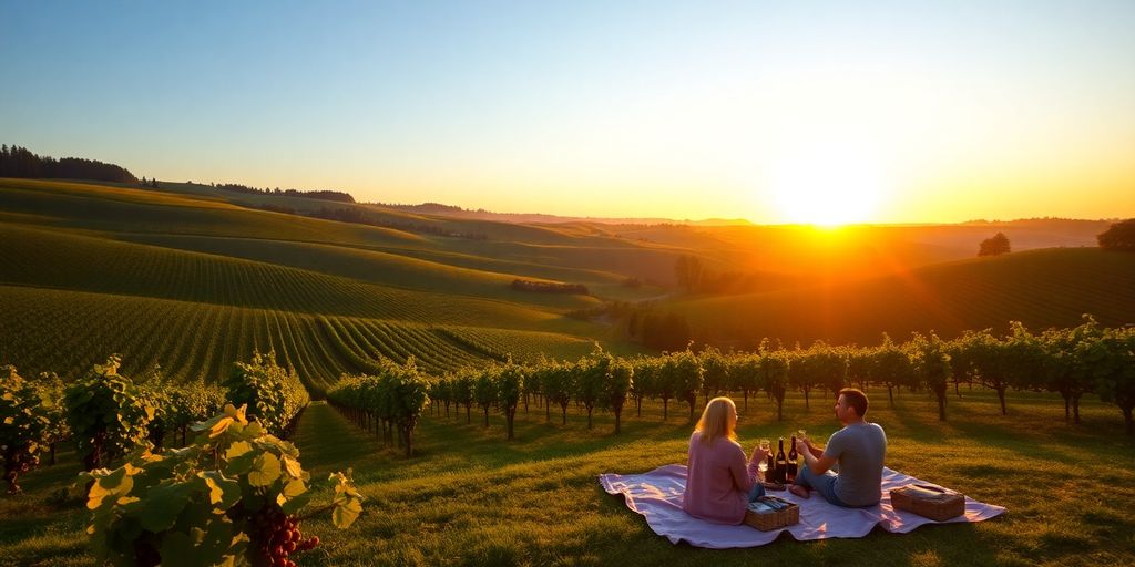 Weinberge in Deutschland bei Sonnenuntergang