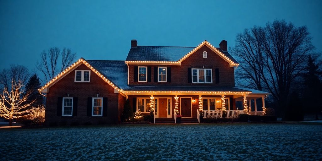 Christmas lights on a house
