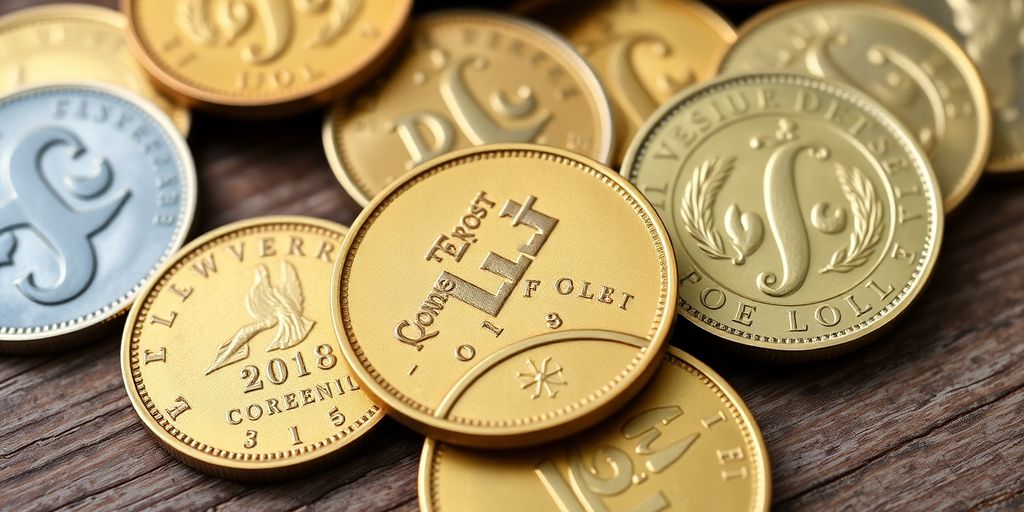 Différentes pièces d'or, y compris Souverains et Vreneli.