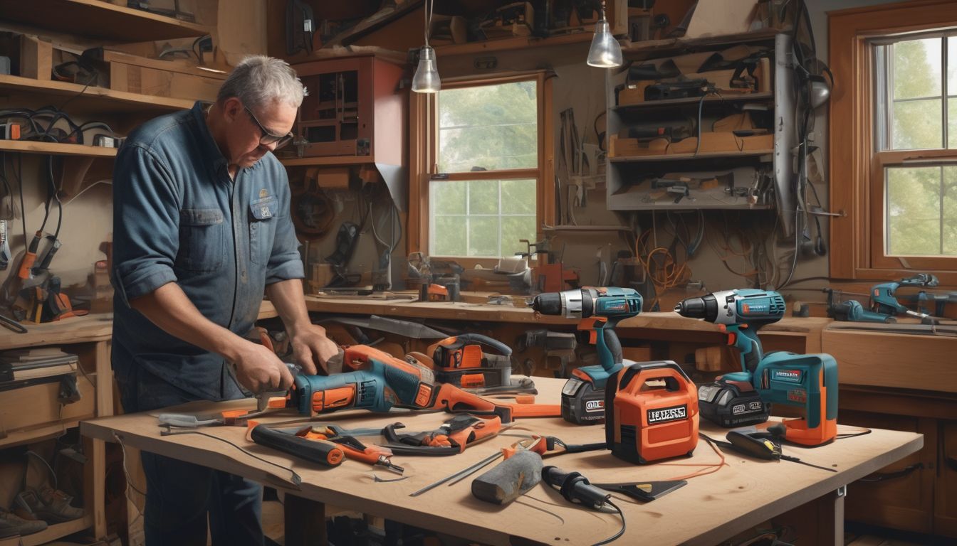 person using electrical tools in a home workshop