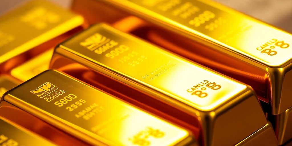 Lingots d'or empilés sur une surface sombre et brillante