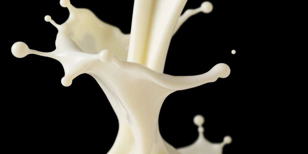 Milk splash on dark background, highlighting creamy texture.
