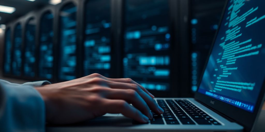 Data flowing through cloud servers.