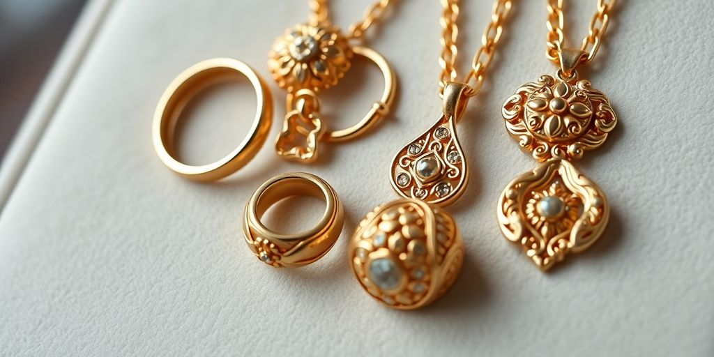 Bijoux en or élégants sur un fond en velours.