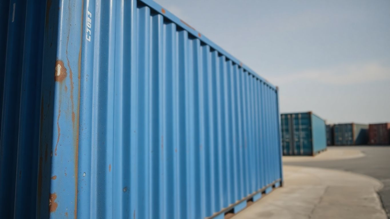 Shipping container sitting on dock.
