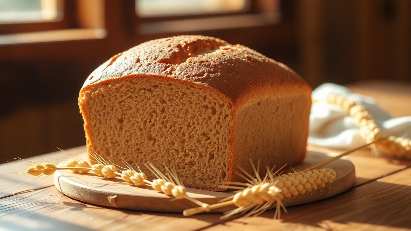 Loaf of Nature's Own Life Honey Wheat Bread with wheat stalks.
