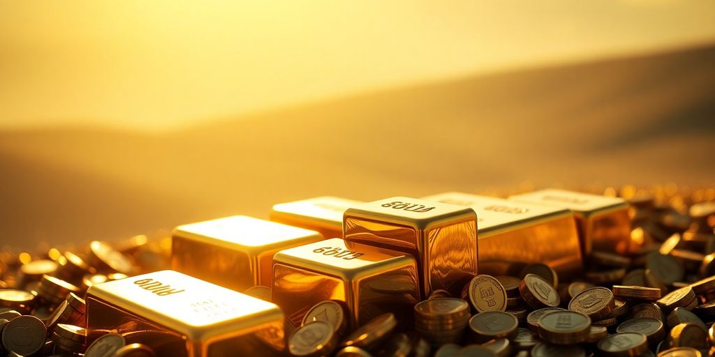 Une image d'un paysage doré avec des pièces d'or.