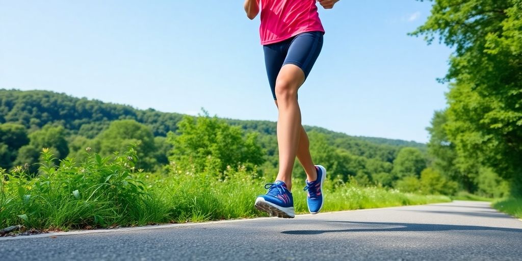 Athlete running on a beautiful outdoor path.