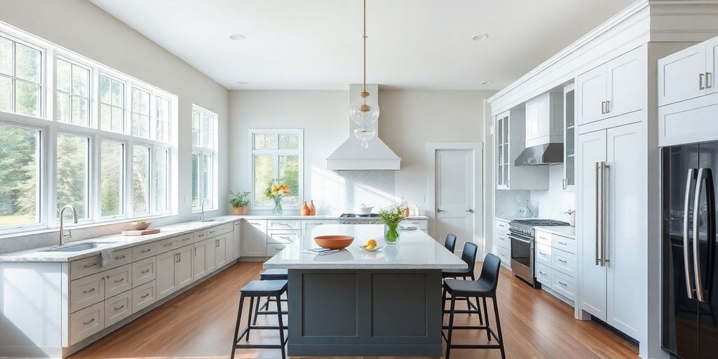 Modern open-concept kitchen with butler pantry design.