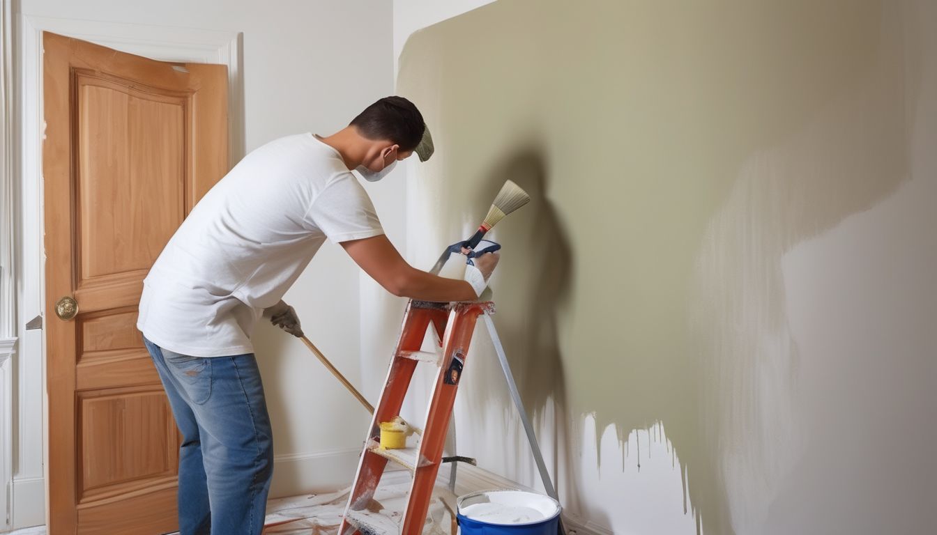 person preparing wall for painting in a home