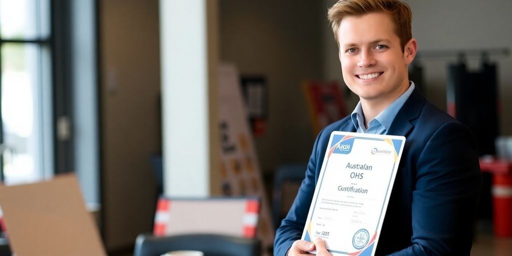 Professional achieving OHS certification in Australia.