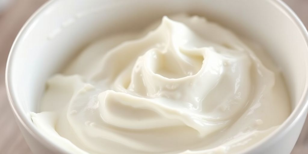 Creamy sour cream in a bowl.