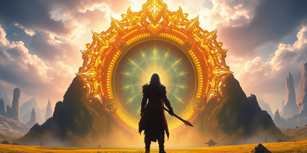 Adventurer stands in front of epic fantasy portal, ready for Lost Ark