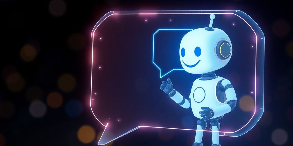 Chatbot interacting with human in digital space.