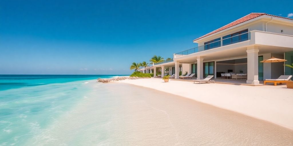 Luxury beachfront villa with ocean view.