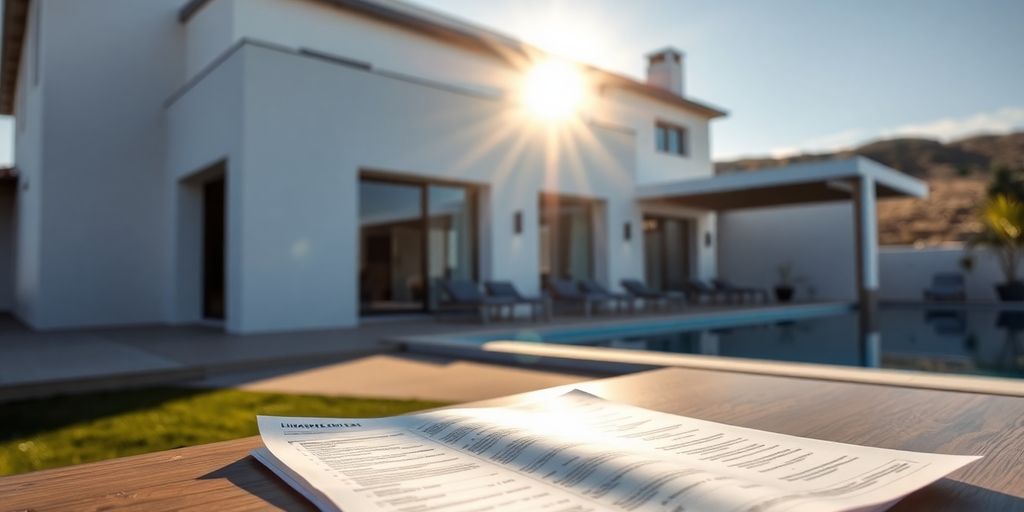 Portuguese house with a mortgage document.