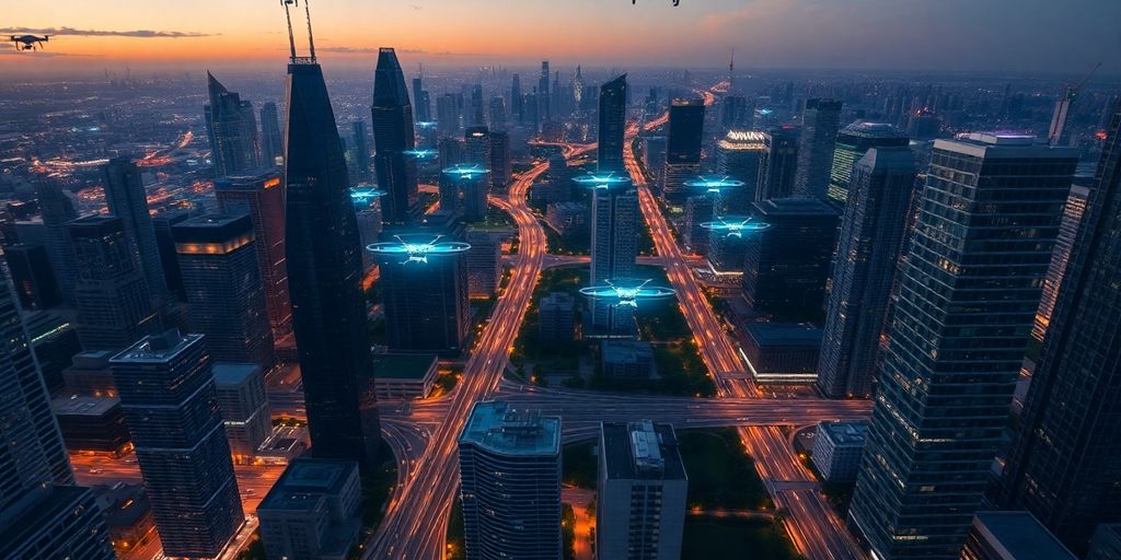 Smart city with futuristic urban planning