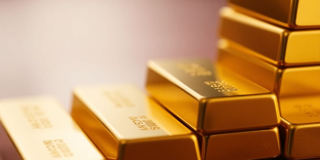 Gros plan sur des lingots d'or brillants.