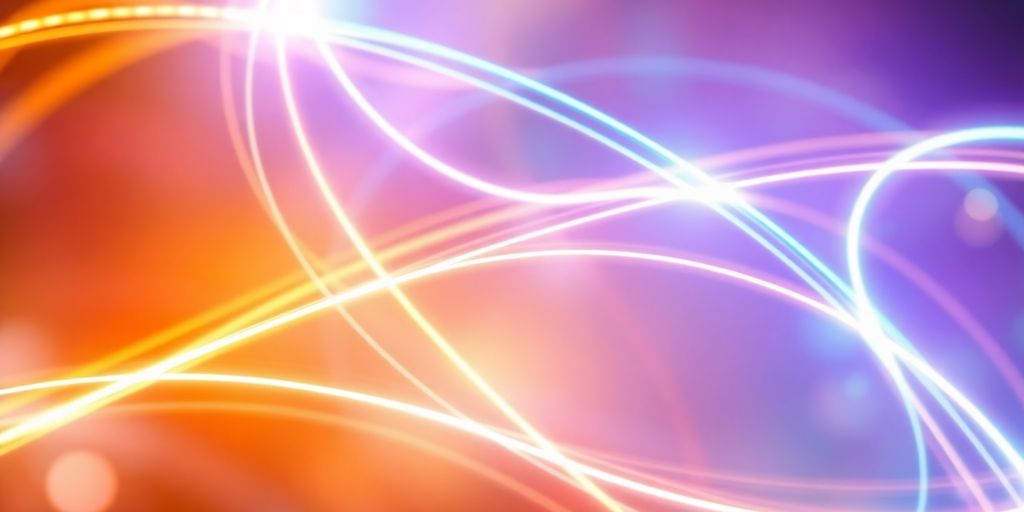 Colorful light streams, abstract digital connection.