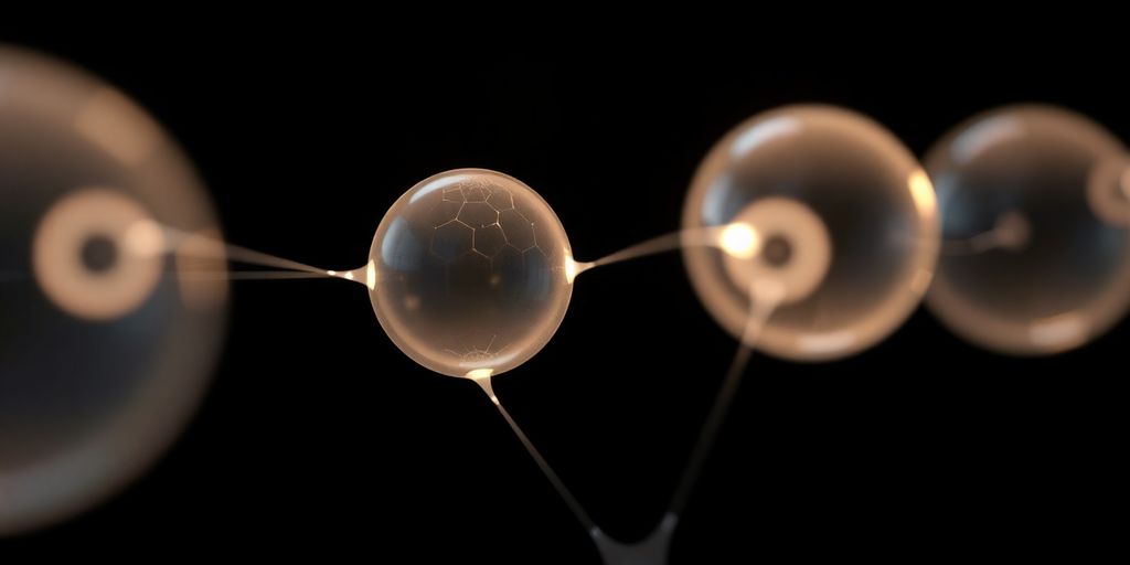 Four interconnected, glowing orbs forming a futuristic network.