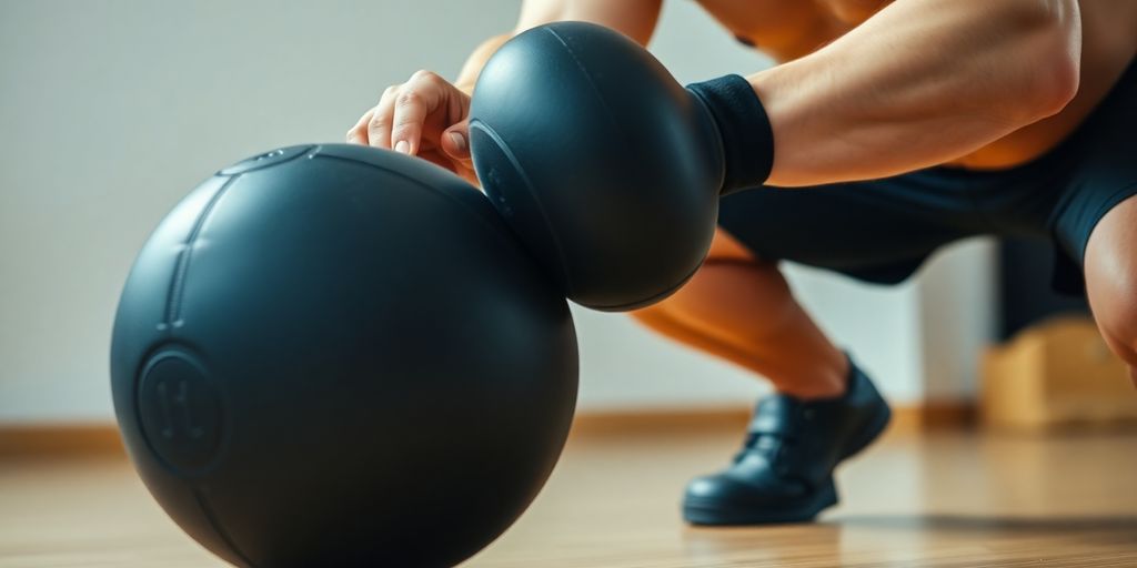 Person performing medicine ball slam.