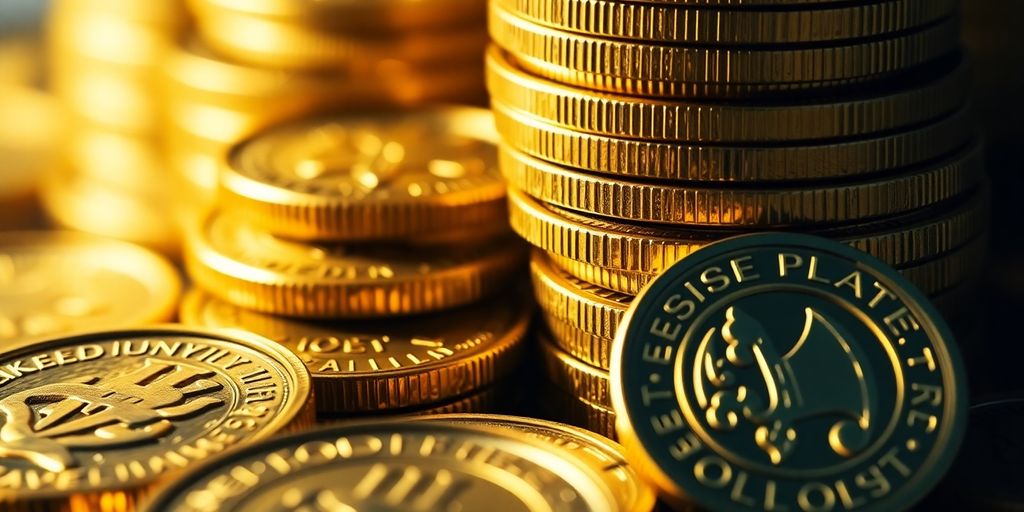 Pièces d'or brillantes empilées, captivant l'attention.