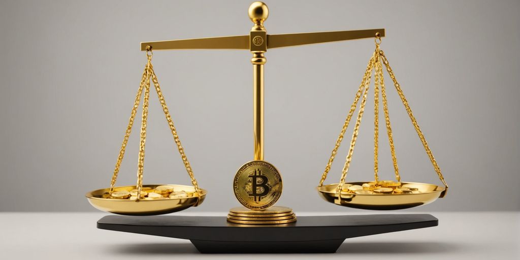 Scale balancing gold and cryptocurrencies