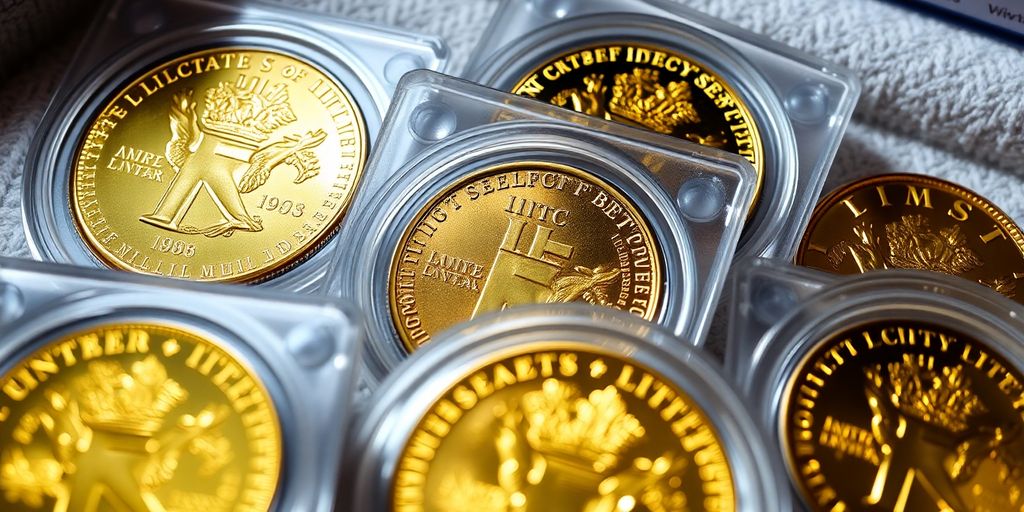 Shining gold and silver coins in secure storage.