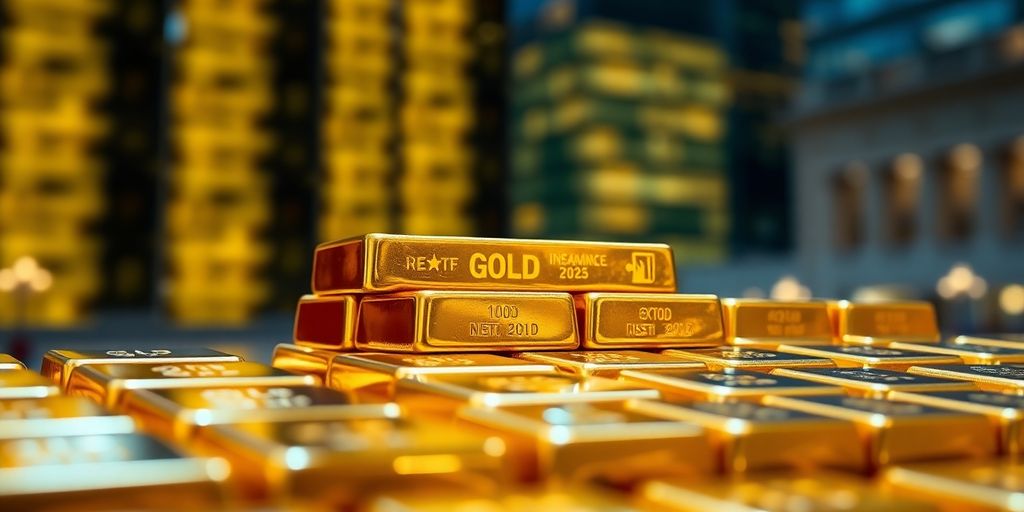 Des lingots d'or empilés sur un fond flou.