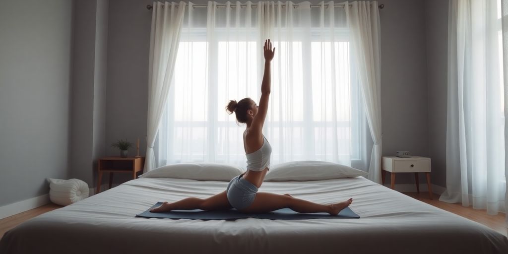 Person stretching, demonstrating flexibility and comfort.