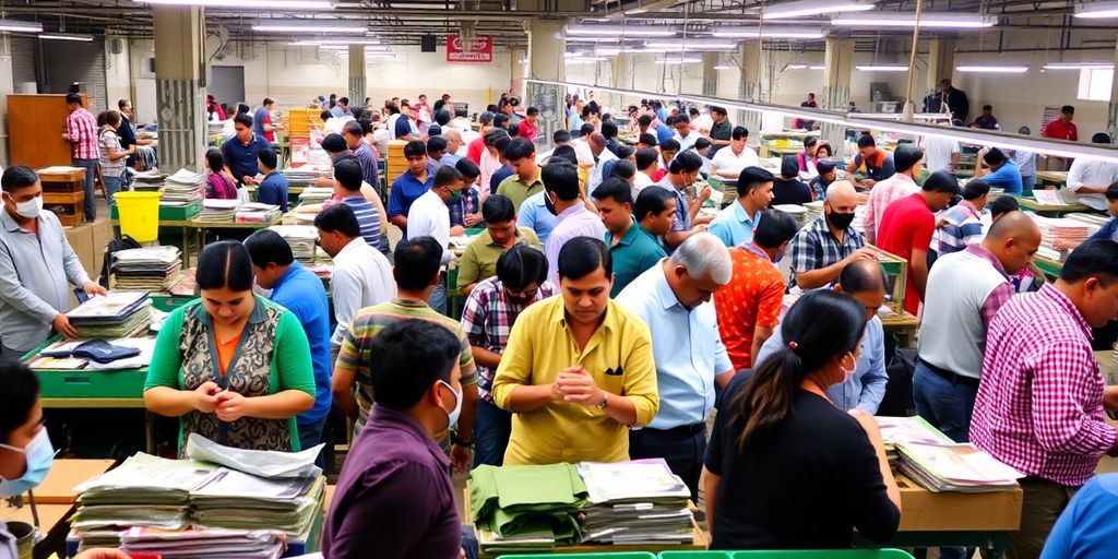 Travailleurs dans un environnement de bureau dynamique.