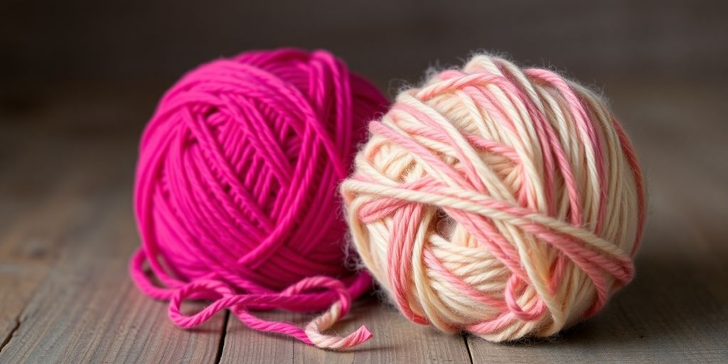 Wool and acrylic yarn balls