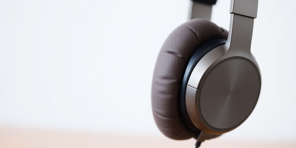 Moderne Bluetooth-Kopfhörer auf unscharfem Hintergrund.