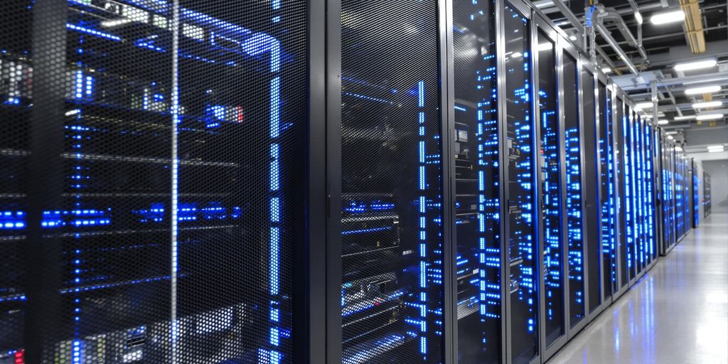 Modern dedicated server rack in a data center.