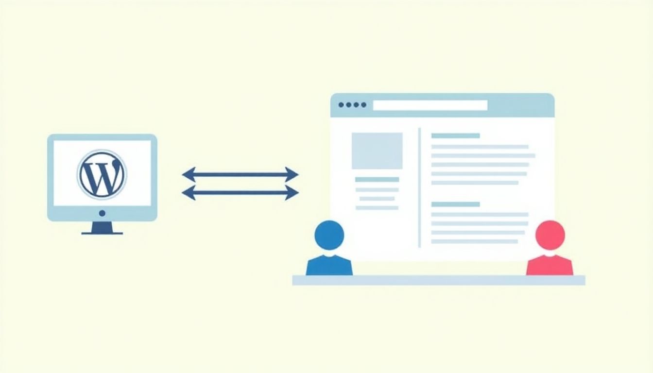 Diagram of WordPress connecting to a visitor.