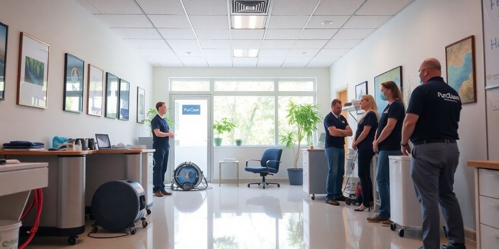 PuroClean team working on water restoration services.