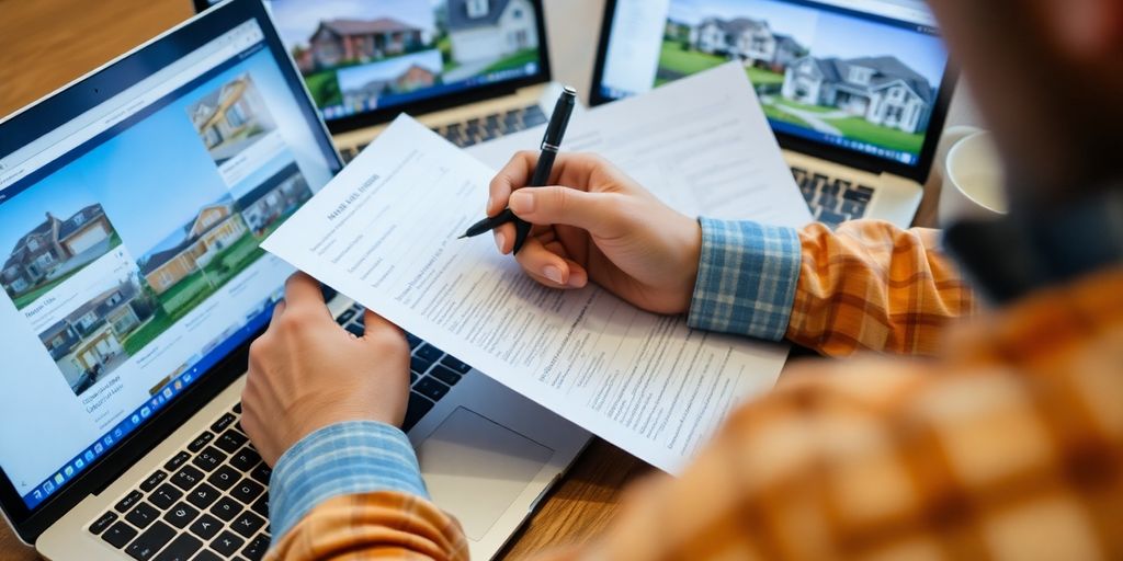 Un propriétaire examinant des documents d'estimation immobilière.