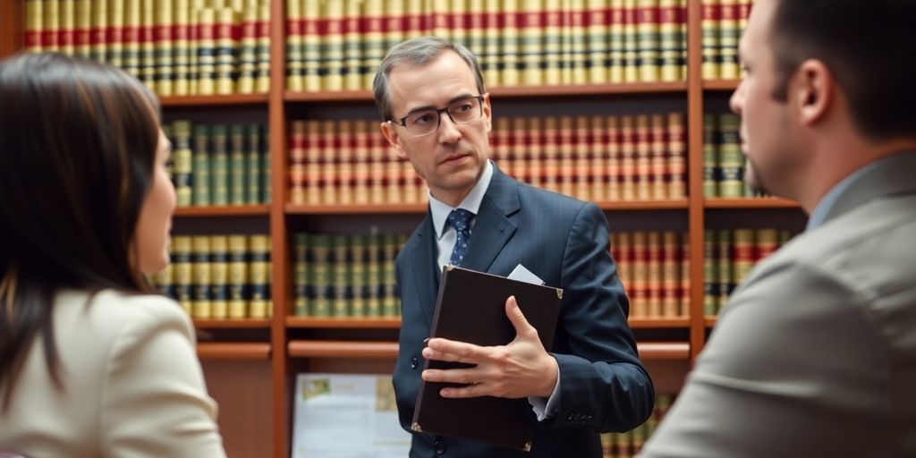 Palatine criminal defense lawyer consulting with a client in office.