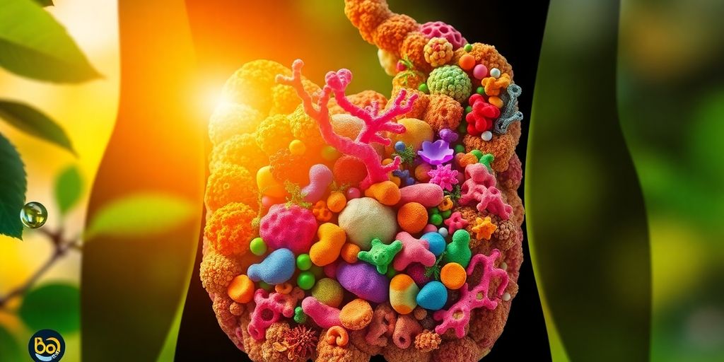 Person holding a healthy gut illustration.